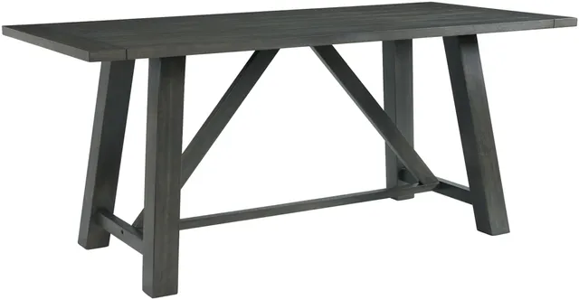 Wood Dining Table with 4 chairs and a bench in gray finish